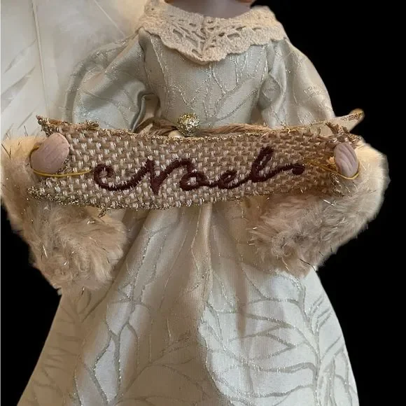 Beautiful Angel Tree Topper With White Feather Wings NWT - Picture 5 of 10